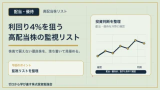 利回り4%を狙う高配当株の監視リストを整理したアイキャッチ