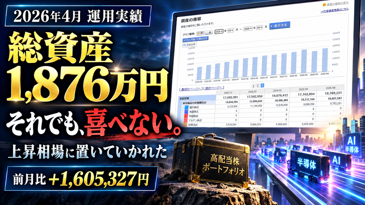 【2026年4月運用実績】総資産1,876万円突破！日経6万円超えの歴史的相場とポートフォリオの現状のアイキャッチ画像