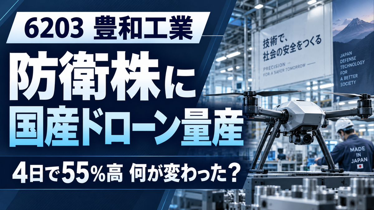 豊和工業（6203）に国産ドローン量産という評価軸が加わり4日で55％高となった記事アイキャッチ